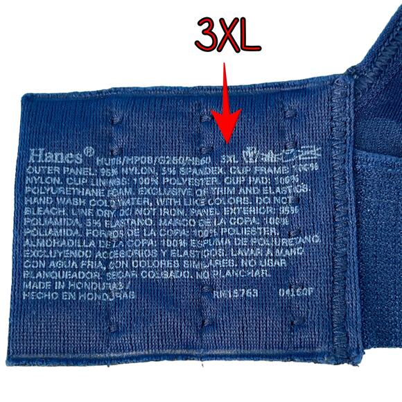 Hanes Wire Free  Padded Tee Shirt Bra Adjustable Plus Size 3XL Blue Polka Dot - Picture 9 of 10